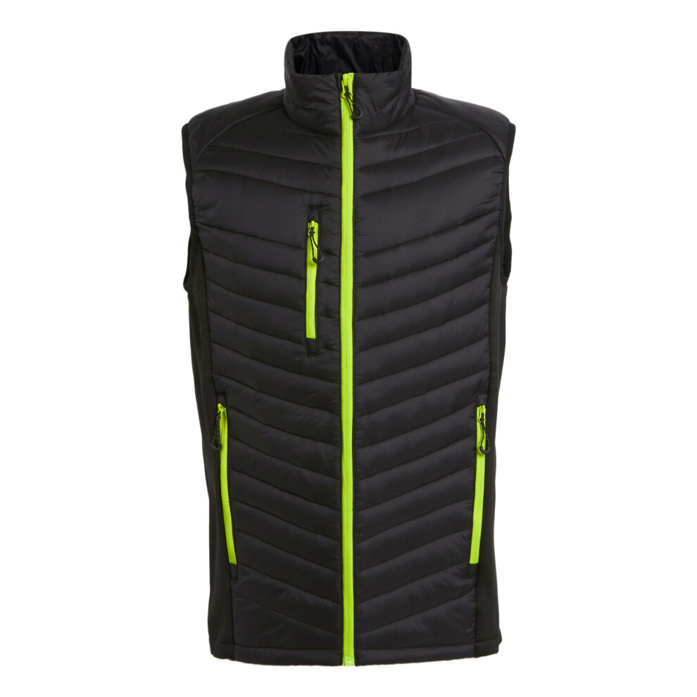 (3XL, Black/Lime Green) Regatta Mens Navigate Quilted Hybrid Gilet