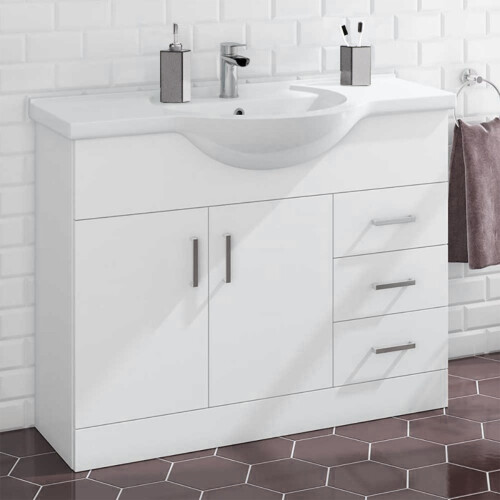 Dyon 1050mm Floor Standing 2 Door Basin Vanity Unit White