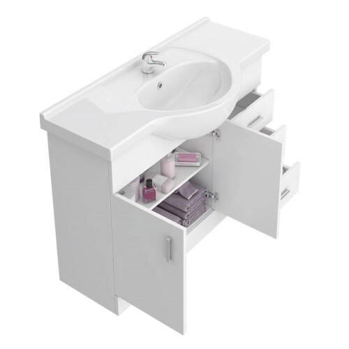 Dyon 1050mm Floor Standing 2 Door Basin Vanity Unit White 1