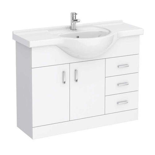 Dyon 1050mm Floor Standing 2 Door Basin Vanity Unit White 2