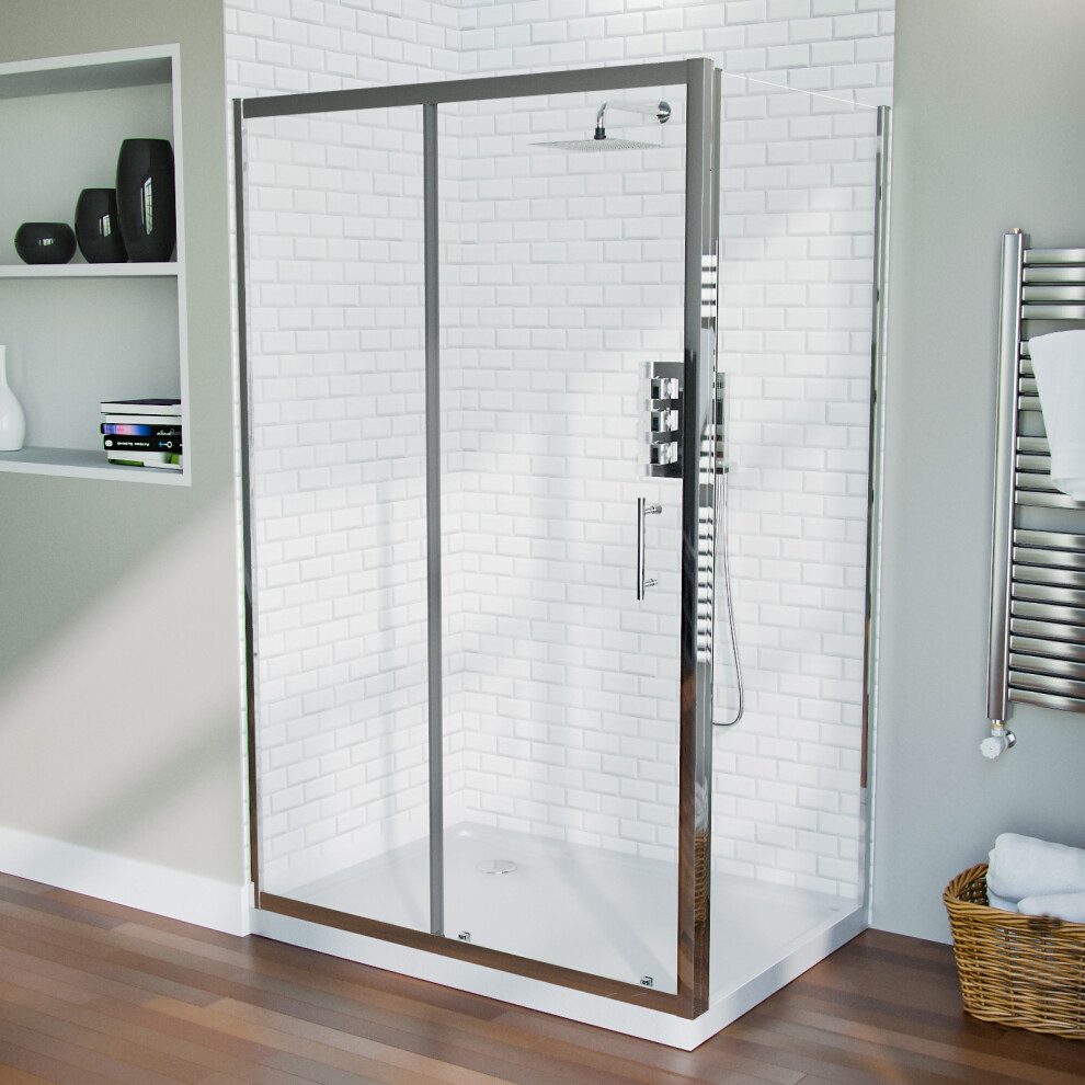 1200 mm Slider Shower Door Enclosure with 760 Frameless Glass Panel Screen + Tray