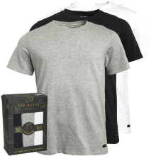 (M) 3-Pack Cotton Stretch Crew-Neck T-Shirts, Black/White/Grey