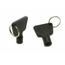 Triangular Gas Electric Utility Meter Box Key with Ring Black Plastic Pack of 2
