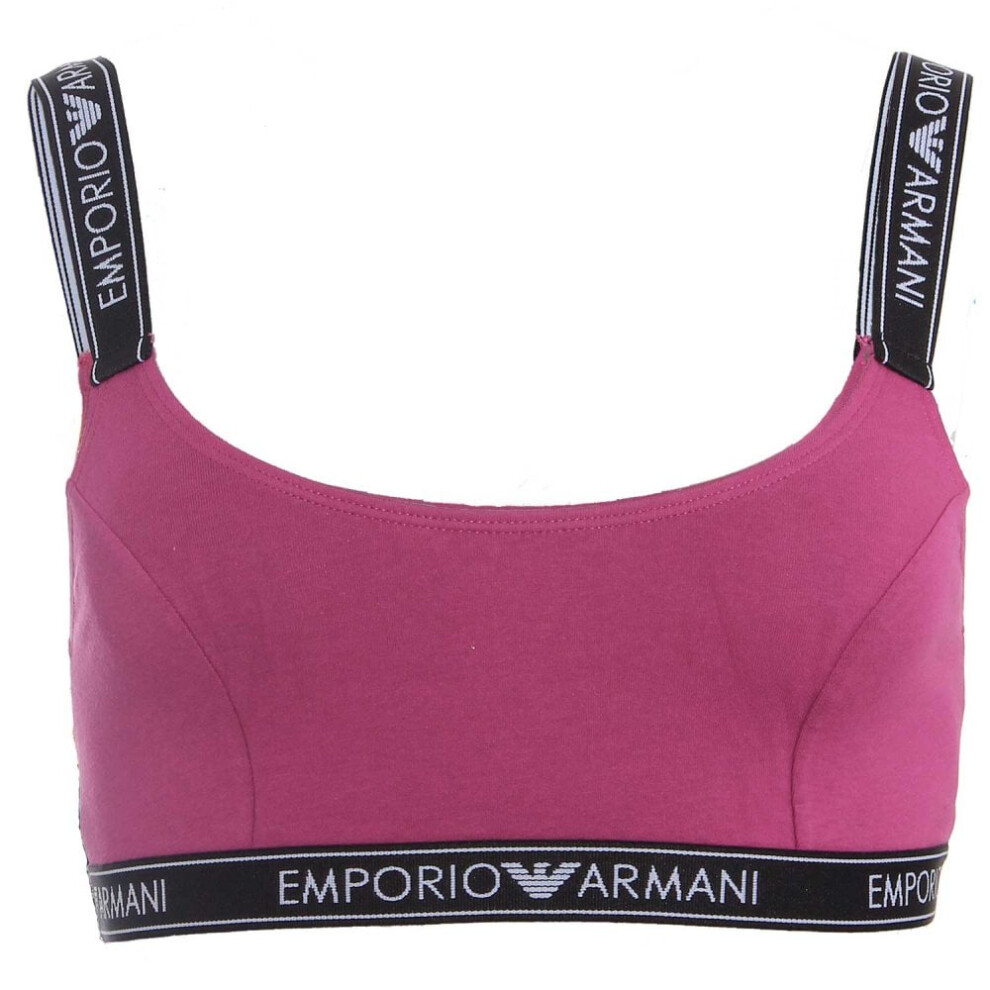 (L) Iconic Logo Band Stretch Cotton Bralette, Purple with Black