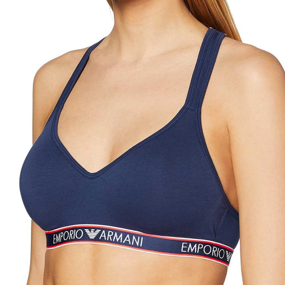 (S) Visibility Iconic Logoband Padded Bralette, Indigo Blue