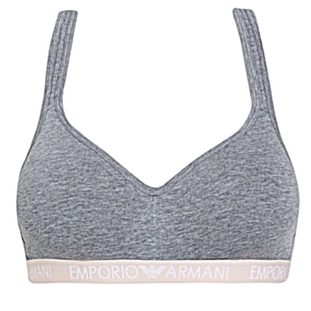 (S) Padded Stretch Cotton Bralette, Dark Grey Melange