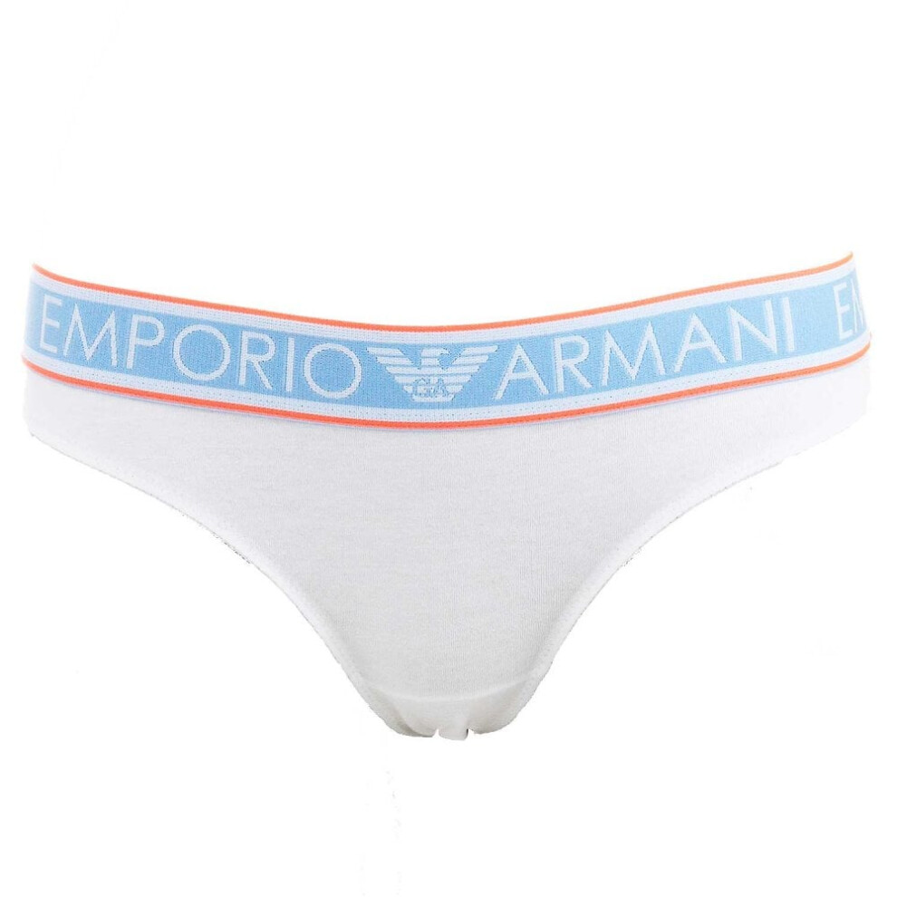 (XL) Visibility Pop Lines Stretch Cotton Thong, White / Orange Trim