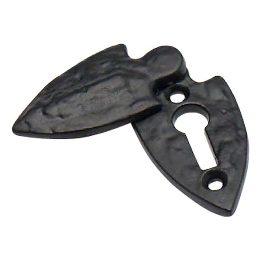 Merriway Bh01797 Fleur-De-Lys Design Covered Keyhole Escutcheon - Black Antique 5013249351029