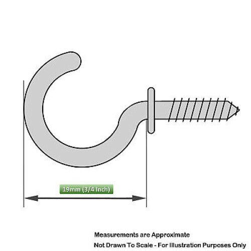 Cup Hooks, Shouldered 19mm (3/4 Inch) Brassed Pack Of 100 1