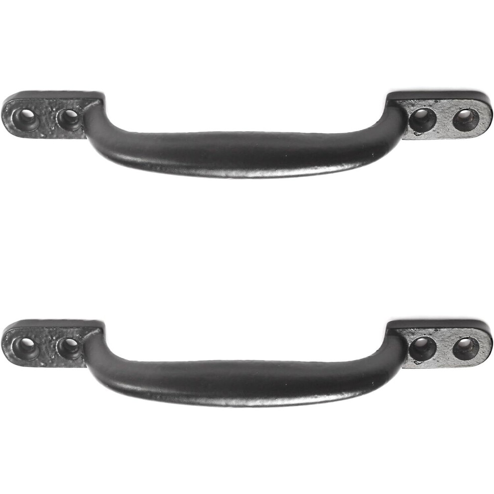 2X Black Cast Iron 6"/150mm Hot Bed Handles Door/Shed/Garden Gate D Pull Handles