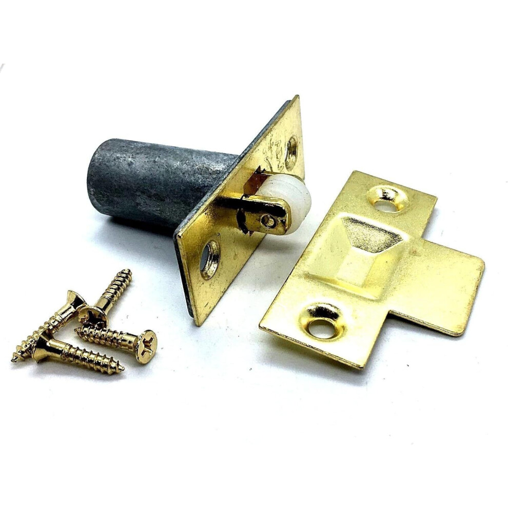 1 x Adjustable Roller Ball Door Spring Catch Lock Nylon Internal Latch Brass