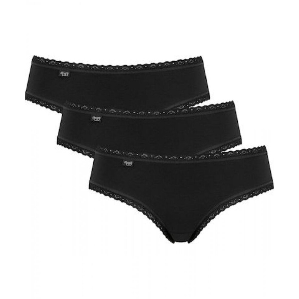 (10) 24/7 3-Pack Cotton Lace Hipster Brief, Black