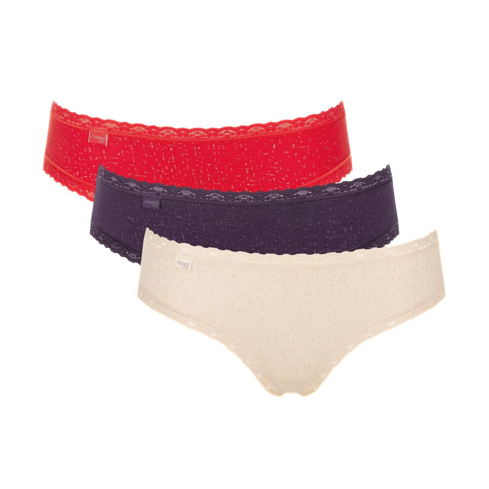 (8) 24/7 3-Pack Cotton Hipster Briefs, Cream/Purple/Red