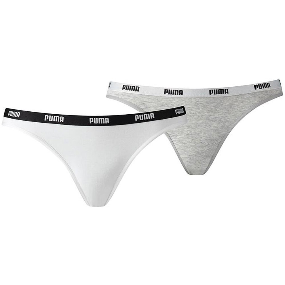 (XS) Cotton Modal Stretch 2-Pack Iconic Bikini Brief, White/Grey