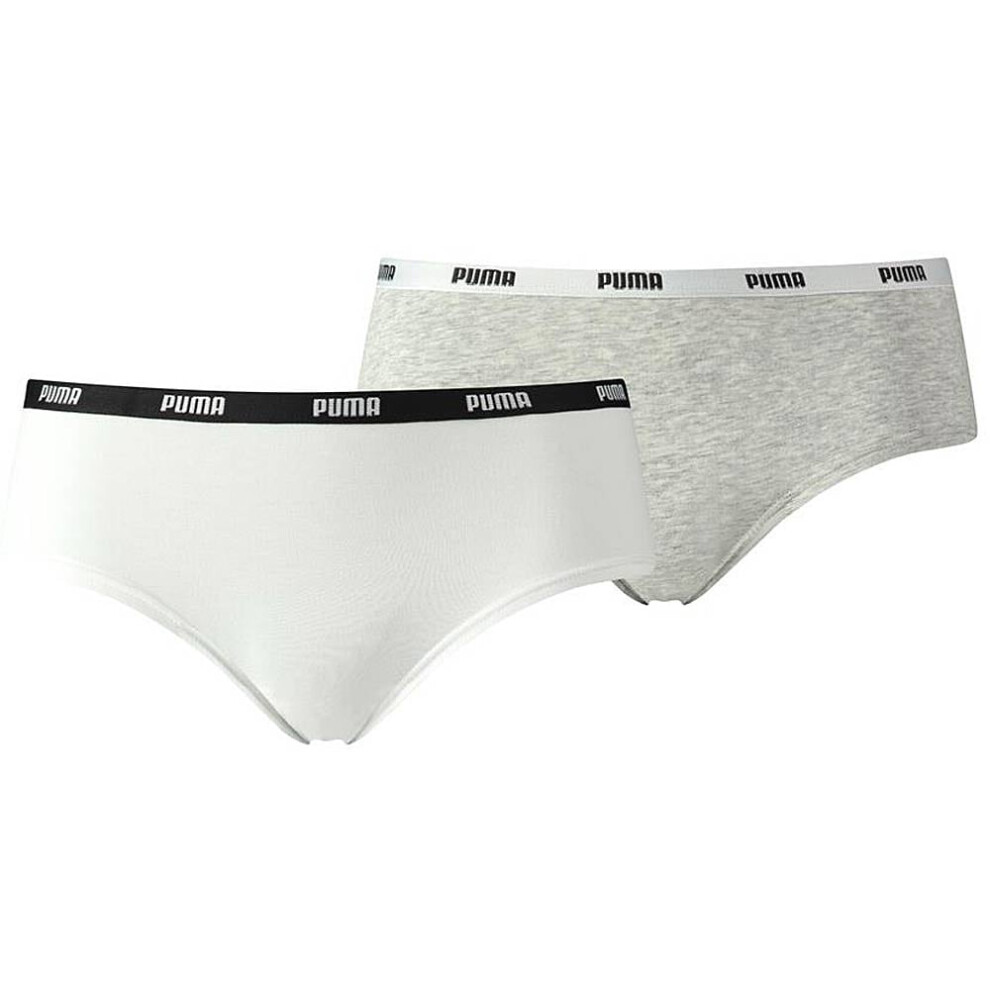 (XS) Cotton Modal Stretch 2-Pack Iconic Hipster Brief, White/Grey