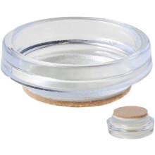 CASTOR CUPS FURNITURE FLOOR PROTECTOR GLIDES CLEAR + FELT PAD 44MM ( pack 4 )