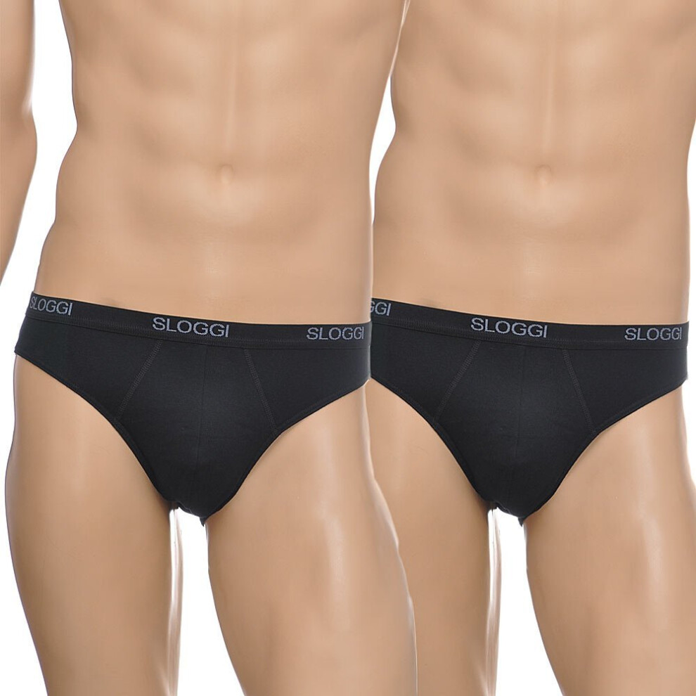 Sloggi Men's Black ) 2-Pack Basic Mini Briefs, Size 2