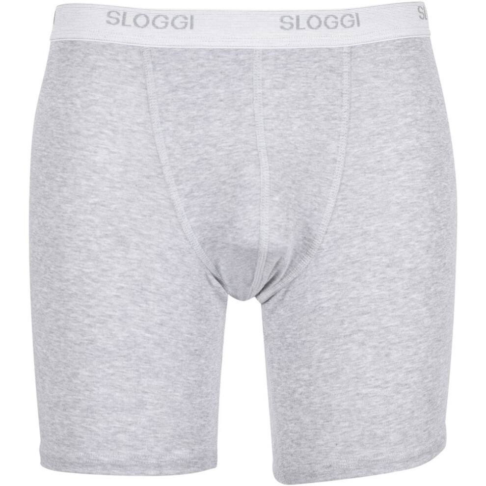 (M) Basic Long Boxer Brief, Grey Melange