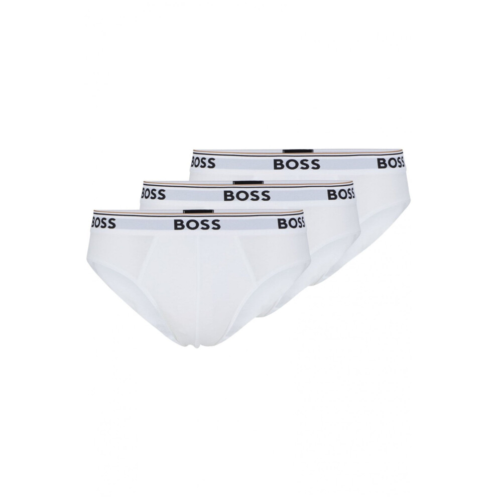 Hugo Boss (S) 3-Pack Power Logo Briefs, White
