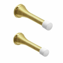 Home Smart 5 x Brass Spring Door Stopper Gold Doorstop Inc Fixings & Screws