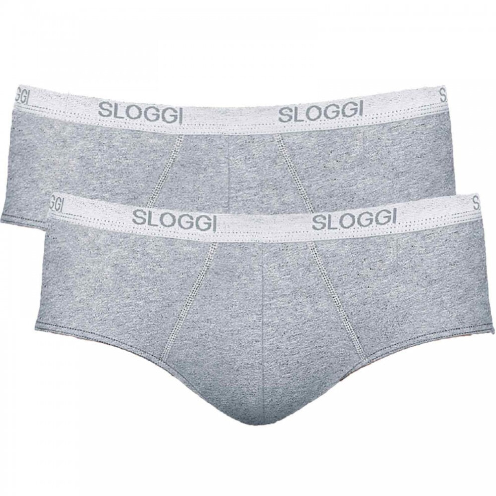 (S) 2-Pack Basic Men's Midi Briefs, Grey Melange