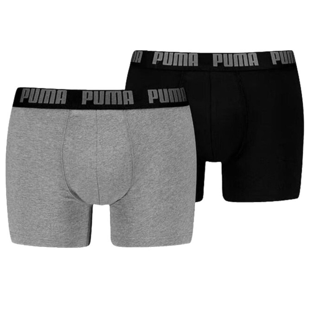 (XXL) 2-Pack Everyday Basic Boxer Briefs, Grey/Black