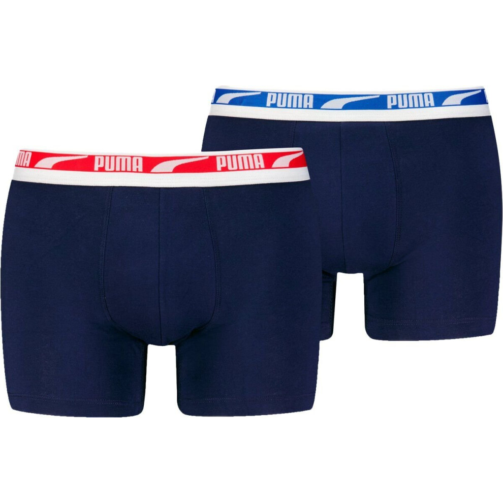 (XXL) 2-Pack Everyday Multi Logo Boxer Briefs, Navy w/ red/blue