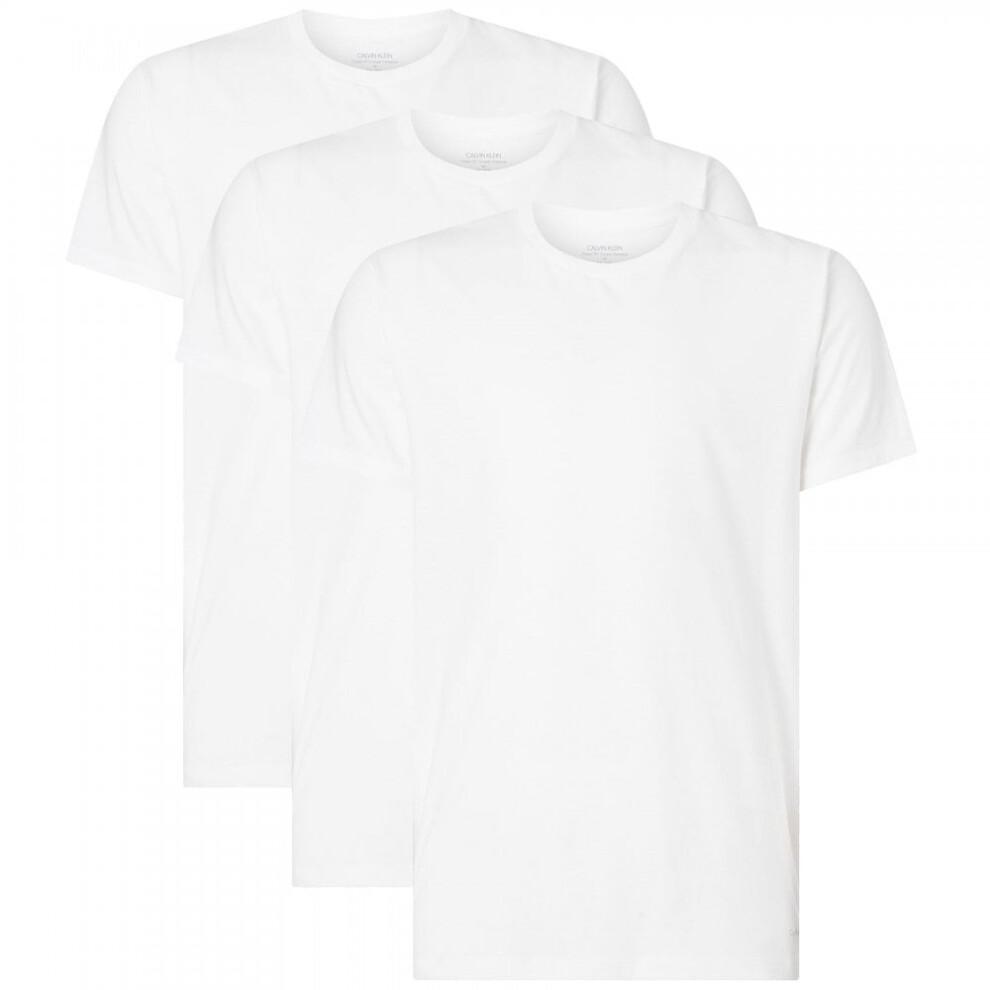 (S) 3-Pack Pure Cotton Crew Neck T-Shirts, White