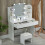Westwood WestWood White Dressing Makeup Table Set Stool Adjust LED Mirror Shelves Drawers 2