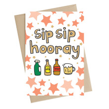 Sip Sip Hooray Beer & Ale Greeting Card Art Of Brilliance Range Cards