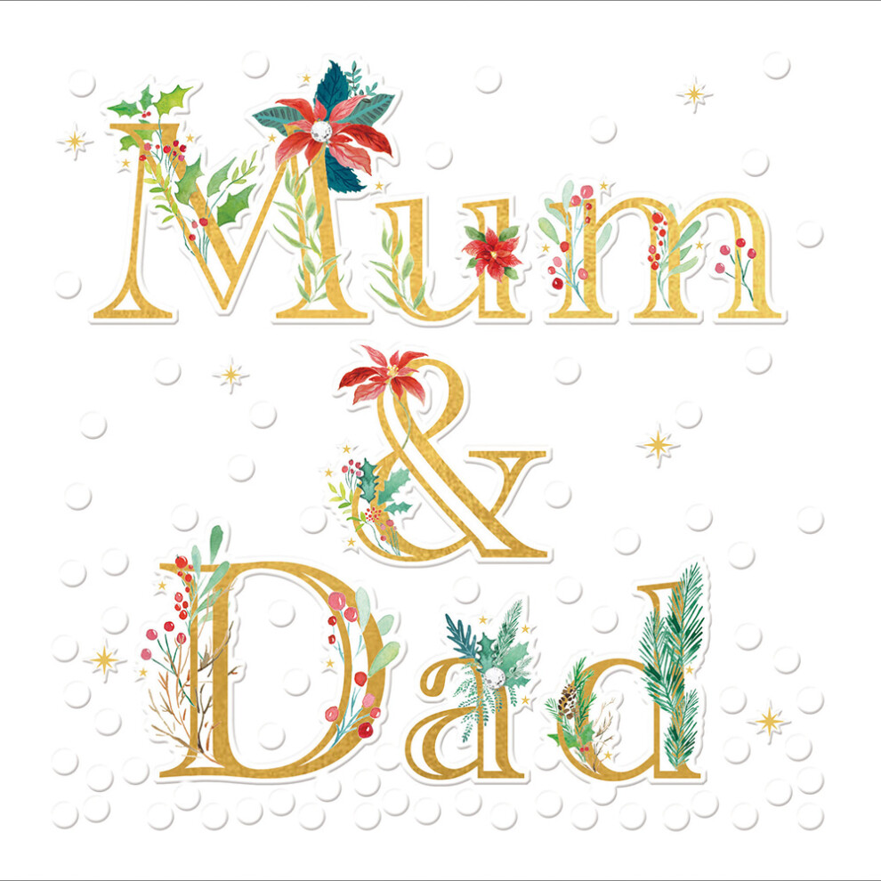 Mum & Dad Embossed Christmas Card Woodmansterne Xmas Cards