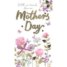 With So Much Love Floral Embellished Mother's Day Card Champagne Greeting Cards
