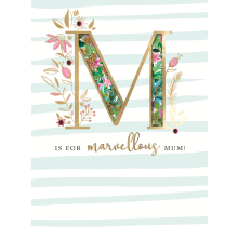 M Is For Marvellous Mum Embellished Mother's Day Card Autograph Greeting Cards
