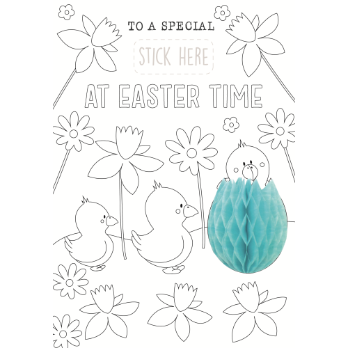 Multi-Caption Colour-Me-In Easter Activity Card With Honeycomb Decoration