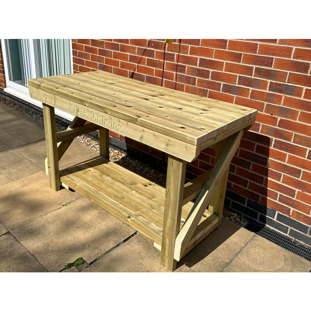 (5FT - Standard, Single Shelf) Indoor/Outdoor Wooden Workbench. *Free Engraving*