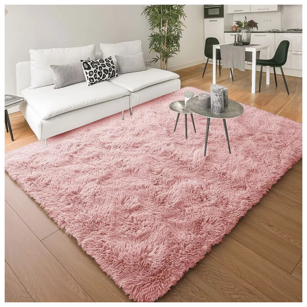 (160cm x 230cm (5ft 3" x 7ft 6"), Pink) Non Slip Rugs Shaggy Thick Large Living Room Rugs Bedroom Carpets Hallway Runner & Bath Door Mats