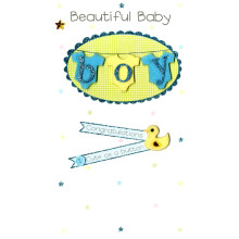 A Beautiful Baby Boy Luxury Champagne Greeting Card Hand-Finished Cards