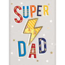 Super Dad Lightening Bolt Shaker Father's Day Card Hand-Finished Greeting Cards