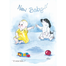 New Baby...It Was Him!! Dog Alison's Animals Cartoon Greeting Card Funny