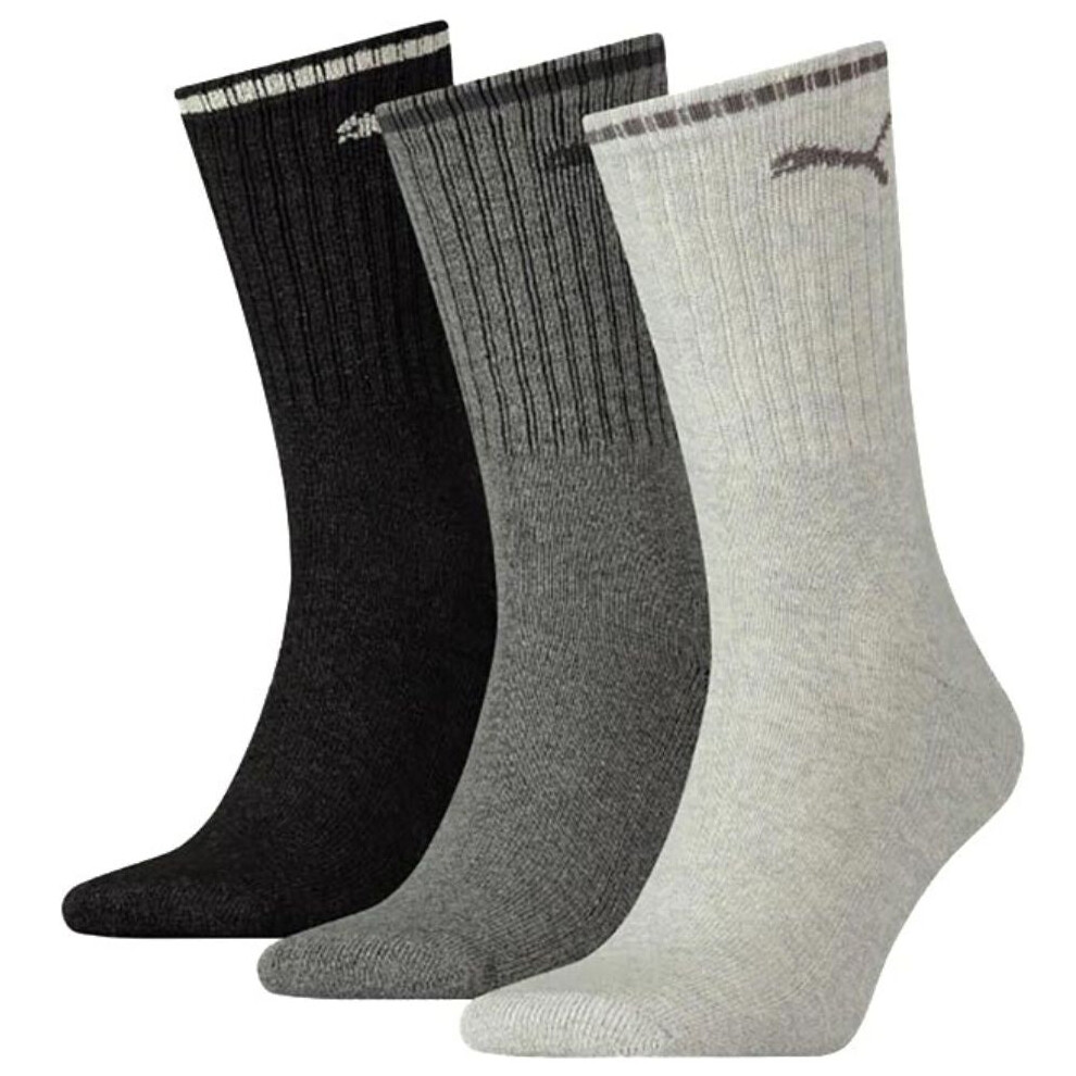 3-Pack Stripe Sports Socks, Grey Mix