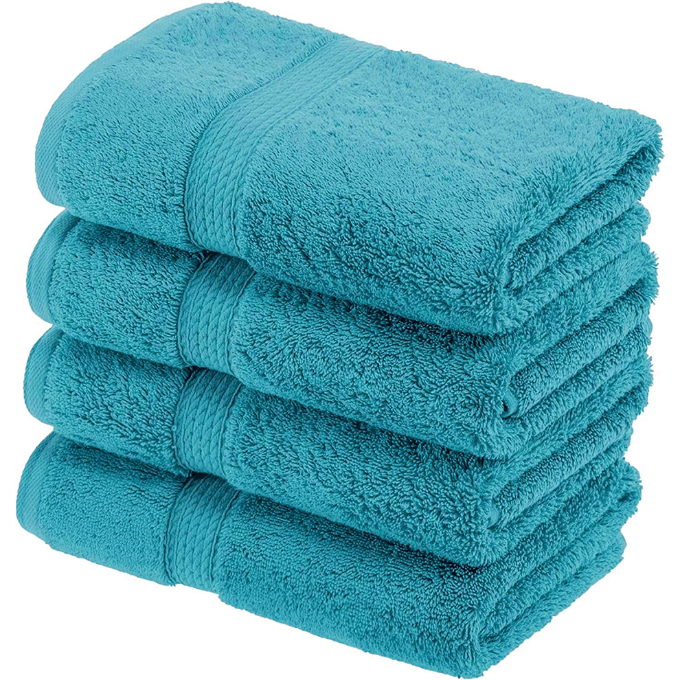 (Teal) 4 X Luxury Hand Towels 100% Egyptian Cotton Gym Saloon Towels