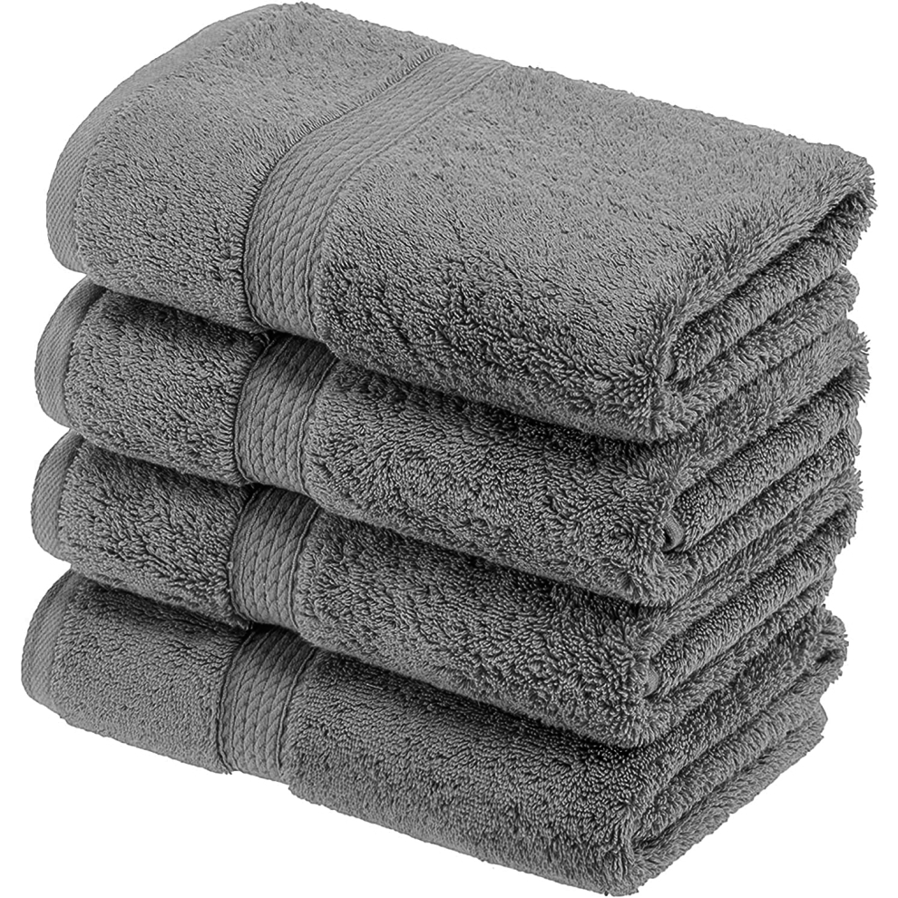 (Charcoal Grey) 4 X Luxury Hand Towels 100% Egyptian Cotton Gym Saloon Towels