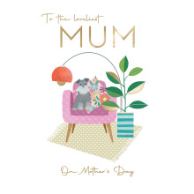 Loveliest Mum Pawsitively Relaxed Mother's Day Contemporary Greeting Card