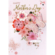 Mother's Day With Love Fluttering Floral Mother's Day Handmade Greeting Card