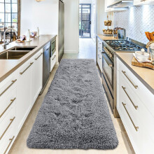 (80 X 300 cm (2ft 6in x 10 ft)_Long Runner, Grey) Non Slip Rugs Shaggy Thick Large Living Room Rugs Bedroom Carpets Hallway Runner & Bath Door Mats
