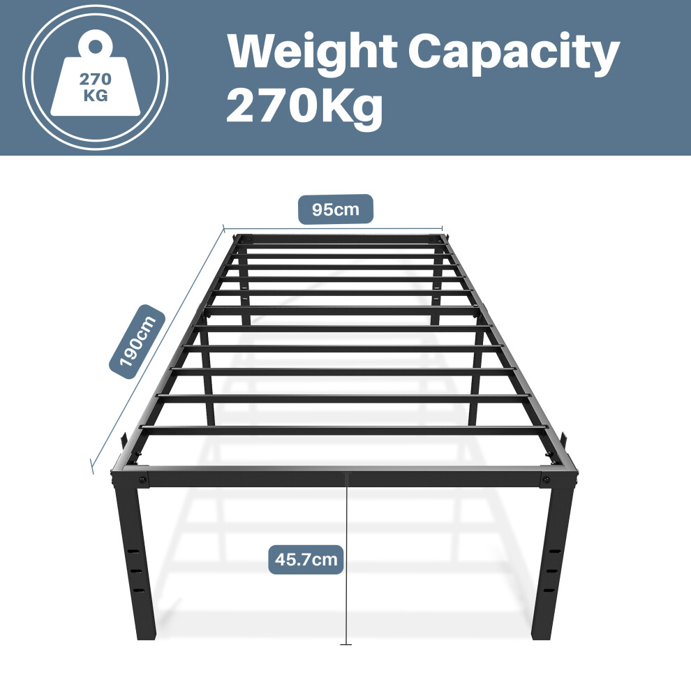 (TWIN ( 95 X 190 X 45.7CM )) Twin/Double/Queen/King Metal Beds Frame Modern Stylish Comfy Bedroom Furniture