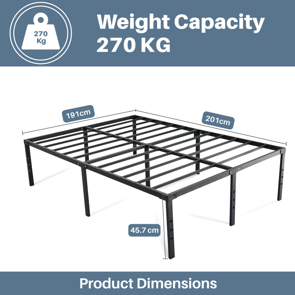 (KING( 191 X 200 X 45.7CM )) Twin/Double/Queen/King Metal Beds Frame Modern Stylish Comfy Bedroom Furniture