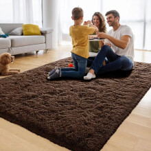 (200cm x 290cm (6ft 7" x 9ft 6"), Brown) Non Slip Rugs Shaggy Thick Large Living Room Rugs Bedroom Carpets Hallway Runner & Bath Door Mats