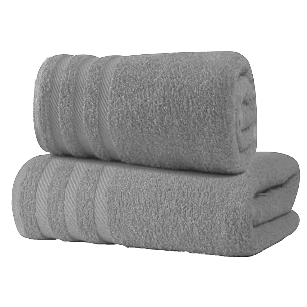 (Silver) 2 Pack Luxury Bath Towel 100% Egyptian Cotton Soft Towels Set