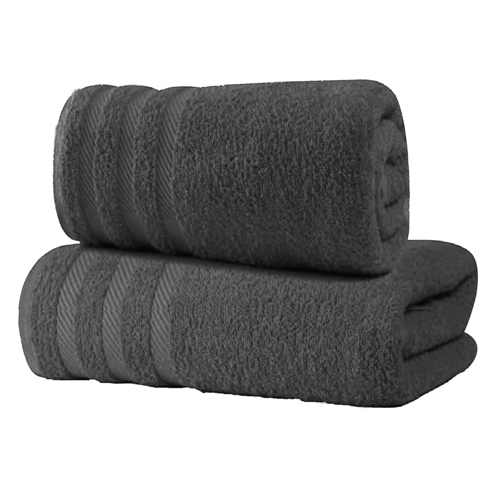 (Charcoal Grey) 2 Pack Luxury Bath Towel 100% Egyptian Cotton Soft Towels Set